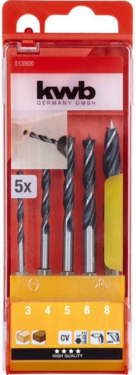 KWB Træboresæt 3-8mm E6.3 5-Del,