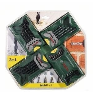 Bosch Mini X-Line Multipack 3+1 - ruuvimeisseli ja poranteräsarja - puulle, metallille, kivelle - torx, philips, pozidriv, kuusio, ura - pituus: 50 mm