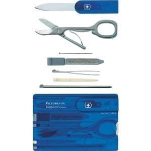 Victorinox lommekniv Swiss Card Classic (10 funktioner, saks, nål, pen) blå gennemsigtig