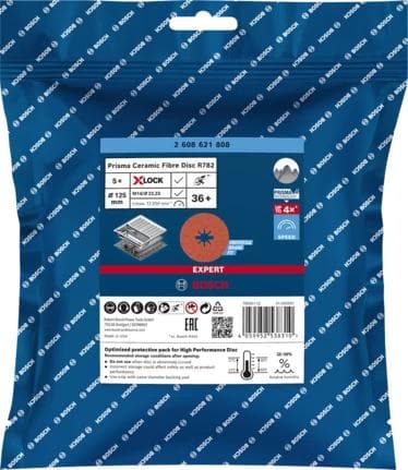 Bosch Expert R782 - slipskiva - för rostfritt stål, stål - 5 stycken - 125 mm - korn: 36 (2608621808)