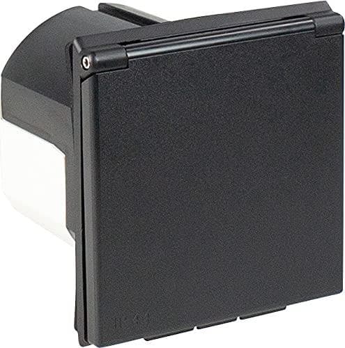 as - Schwabe CEE indføringsstik til campingvogn - 230 V / 16 A udendørs monteringsstik med hængslet låg - 3-polet stik til campingvogne - til udendørs