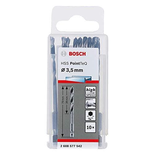 Bosch HSS PointTeQ - borr - för metall - spiralborr - 10 stycken - 3,5 mm - insex - längd: 79 mm
