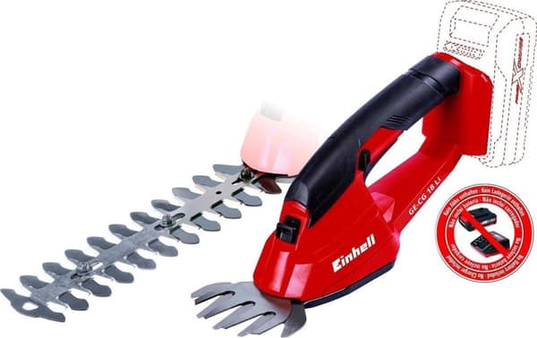 EINHELL batteri græs- og hækkeklipper GE-CG 18 Li Solo - Power-X-Change - 18 V - Klippe-/klippebredde: 100/200 mm - Uden batteri & oplader