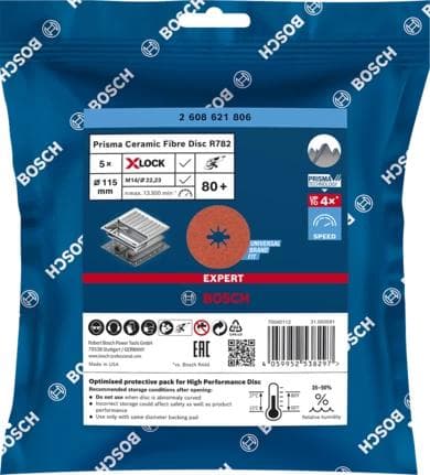 Bosch Expert R782 - slibeskive - til stål, rustfri stålplader - 5 stk - 115 mm - X-LOCK - korn: G80