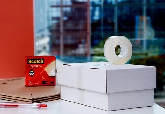 3M Scotch klæbende film Krystalklar 600, 19 mm x 33 m, 7+1 meget gennemsigtig, nem og lydløs afrulning - 1 stk (BP548)