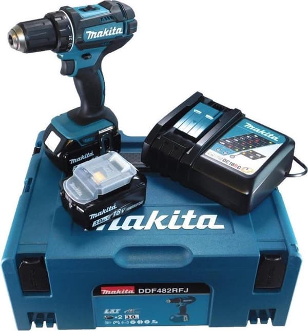 Makita DDF482RFJ 18V Li-Ion batteridrevet bore-/skruetrækker (2x3,0Ah batteri)