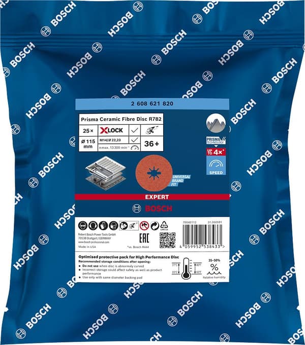 Bosch R782 - slibepude - til rustfrit stål - 25 stk - 125 mm - X-LOCK - korn: K60