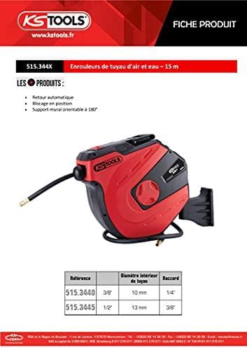 KS Tools tryckluftsslangupprullare, d 10mm x 15m (515.3440)