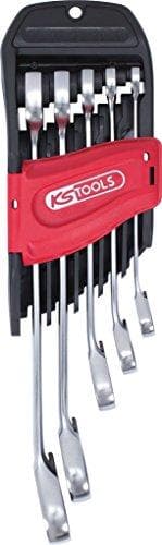 KS TOOLS DUO GEAR kombinationsnyckelsats, spärrfunktion med öppen ände, 5-delad, omkopplingsbar (503.5905)