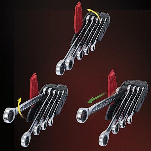 KS TOOLS DUO GEAR kombinationsnyckelsats, spärrfunktion med öppen ände, 5-delad, omkopplingsbar (503.5905)