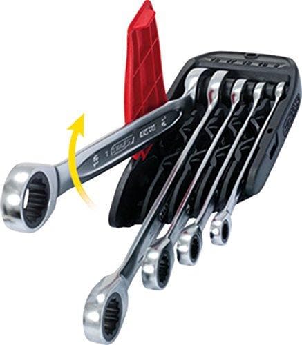 KS TOOLS DUO GEAR kombinationsnyckelsats, spärrfunktion med öppen ände, 5-delad, omkopplingsbar (503.5905)