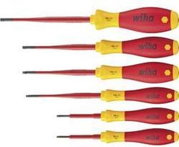 Wiha 3251TRK6 6-delad SoftFinish Electric Slimfix VDE skruvmejselsats - Torx manipuleringssäker