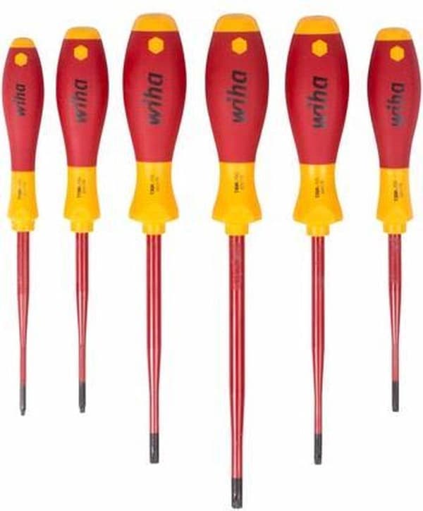 Wiha 3251TRK6 6-delad SoftFinish Electric Slimfix VDE skruvmejselsats - Torx manipuleringssäker