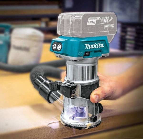 Makita DRT50ZJX2 18V Li-Ion batteri topp/kantskärare och trimmerkropp i Mbox