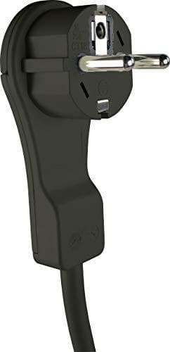 AS SCHWABE PVC-förlängningskabel med platt skyddskontakt & skyddskontaktkoppling (230V - 16A - IP20 - 5m kabel) - i svart (50522)