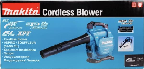 Makita DUB363ZV 36V (2x 18V) Li-Ion batteri løvblæserhus - 194 km/t
