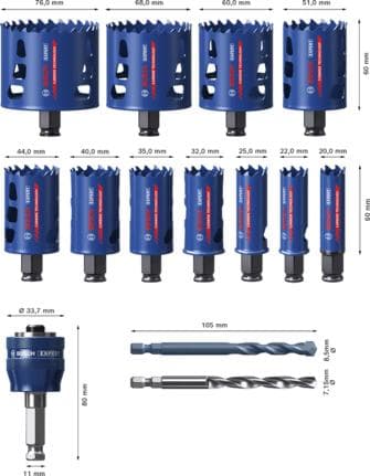 Bosch Expert Tough Material - hålsågsset - för plast, tegel, mjukt kakel, rostfritt stål, trä med metall, multimaterial - 14 delar
