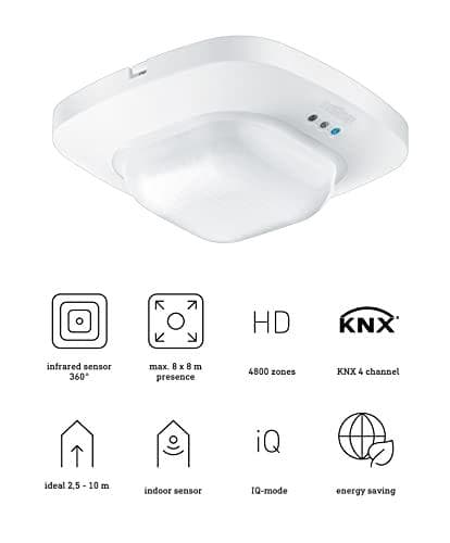 Steinel-läsnäolotunnistin passiivinen IR UP IR Quattro HD KNX (058470)
