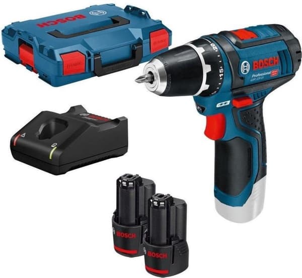Bosch Professional GSR 12V-15 Akku boremaskine - 12V - Inkl. 2 batterier - Inkl. L-Boxx