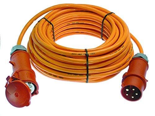 AS SCHWABE CEE strømforlængerkabel med fasevendende stik & CEE-kobling (400V - 32A - 5-benet - 6h - IP44 - H07BQ-F 5G6 - 10m kabel) - i orange (59649)