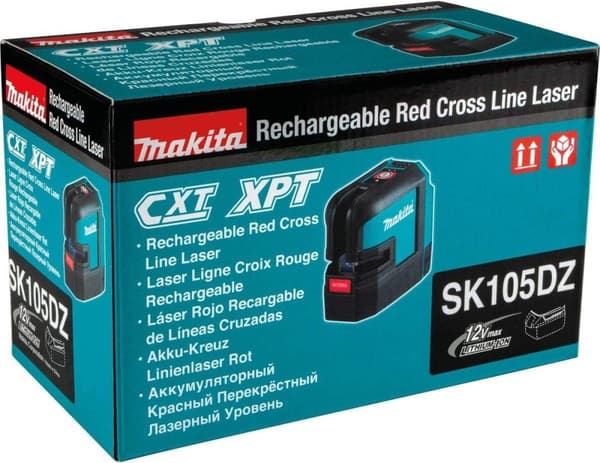 Makita SK105DZ 10,8V Li-Ion batteri korslinjelaserkropp i väska - självnivellerande - röd - 25m