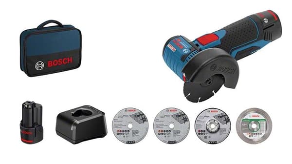 Bosch GWS 12 V-76 12V Li-Ion batteri vinkelsliber sæt (2x 2,0Ah batteri) i pose - 76mm
