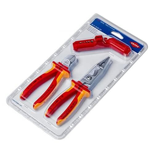 Knipex 00 31 30 BK V01. Farve på produkt: Orange, Rød. Emballagebredde: 167 mm, Emballagedybde: 33 mm, Emballagehøjde: 340 mm. Antal værktøjer: 3 værk