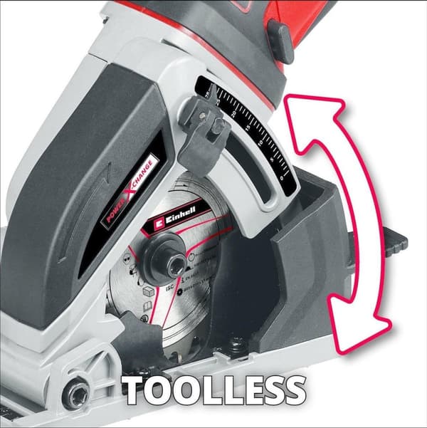 Einhell sladdlös mini handhållen cirkelsåg TE-CS 18/89 Li Solo Power X-Change (li-ion - 18 V - verktygsfri justering av skärdjupet - högkvalitativ bot