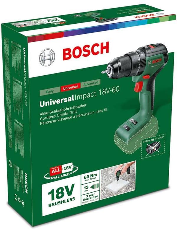 Bosch UniversalImpact 18V-60 sladdlös borrhammare - Utan batteri och laddare