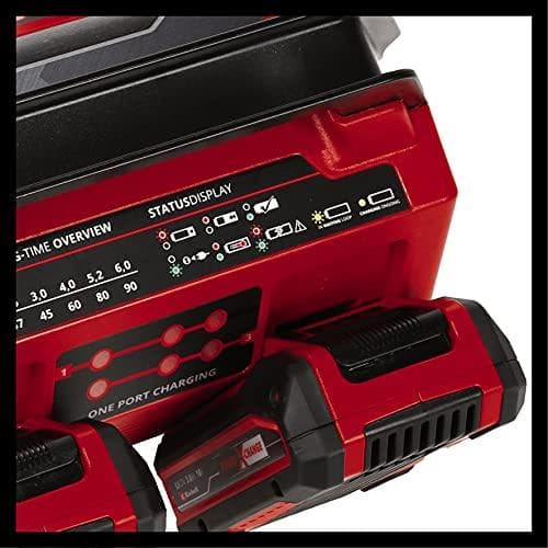 Einhell originalladdare Power X-Quattrocharger 4A Power X-Change (Li-Ion, 18V, samtidig laddning av 2x2 batterier, batteriövervakning, intelligent lad