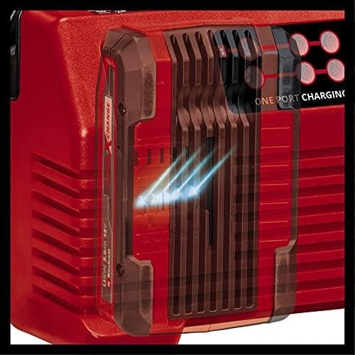 Einhell originalladdare Power X-Quattrocharger 4A Power X-Change (Li-Ion, 18V, samtidig laddning av 2x2 batterier, batteriövervakning, intelligent lad