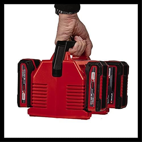 Einhell originalladdare Power X-Quattrocharger 4A Power X-Change (Li-Ion, 18V, samtidig laddning av 2x2 batterier, batteriövervakning, intelligent lad