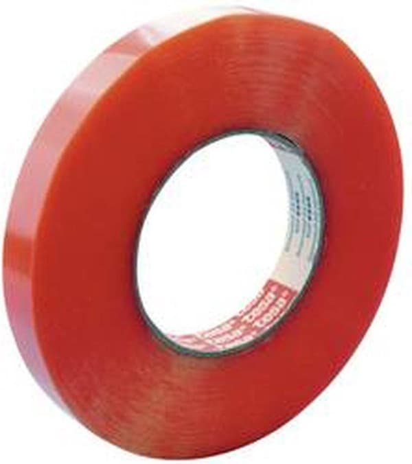 tesaFIX® PET-film klæbrig akryltape - højtemperaturbestandig - rød MOPP liner (205μm)