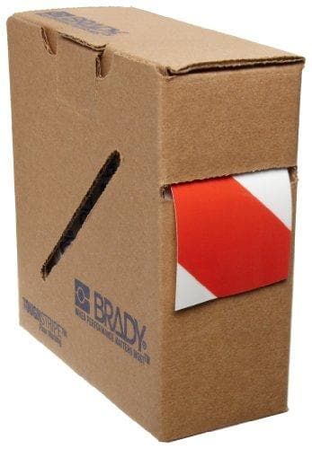 Brady, B-514, ToughStripe, golvmärkningstejper, polyester, röd/vit, 50,8 mm x 30 m (104318)