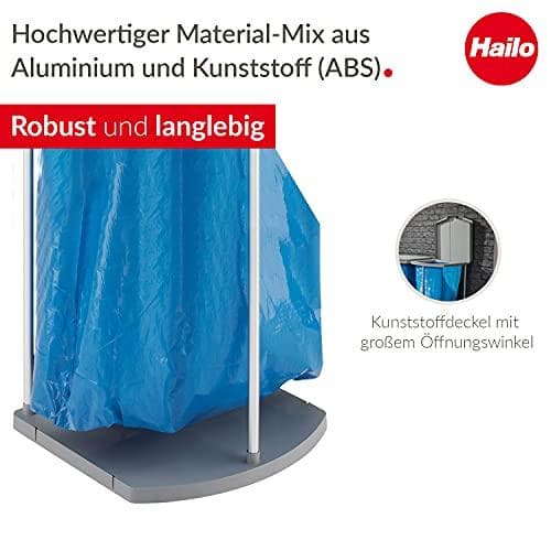 Hailo affaldssækkeholder ProfiLine WS 120 Uno, støvet grå aluminiumsrørramme, dæksel, ramme og bundplade lavet af - 1 stk (0912-110)