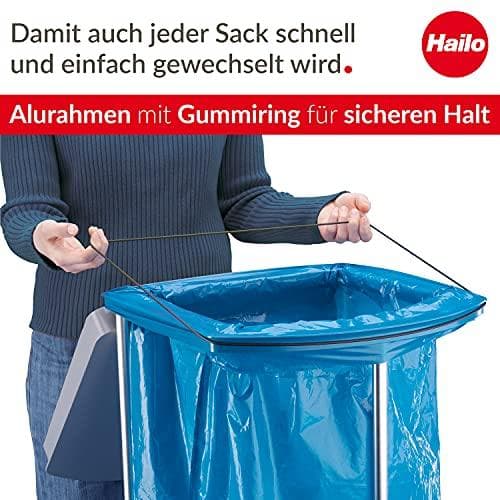 Hailo affaldssækkeholder ProfiLine WS 120 Uno, støvet grå aluminiumsrørramme, dæksel, ramme og bundplade lavet af - 1 stk (0912-110)