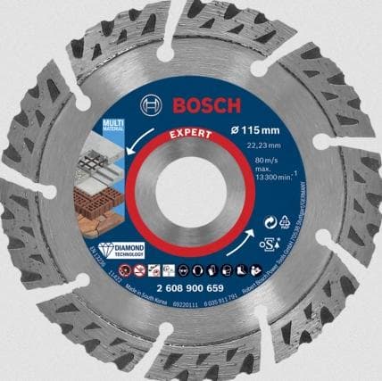 Bosch Expert Multi Material - timanttileikkuulevy - betonille, teräsbetonille, tiileille, kattotiileille, hiilihapotettulle betonille - 115 mm