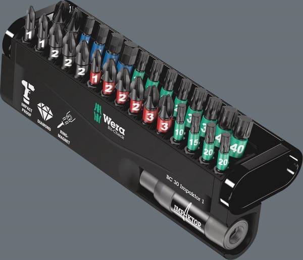 Wera 05057690001 30-delt Bitcheck Impaktor 1 bit sæt - PH/PZ/TX/HX