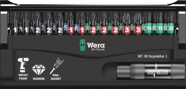 Wera 05057690001 30-delt Bitcheck Impaktor 1 bit sæt - PH/PZ/TX/HX