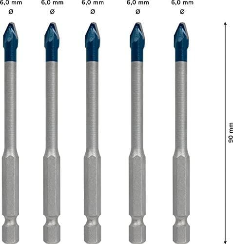 Bosch Expert HEX-9 HardCeramic - boresæt - til bløde fliser, hårde fliser - 5 stk - 6 mm - længde: 90 mm