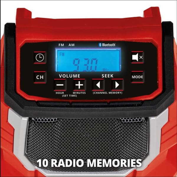 Einhell batteriradio TE-CS 18 Li BT Solo Power X-Change (Li-Ion, 18V, 10 W högtalare, Bluetooth, automatisk stationssökning, upplyst LCD-display, utan