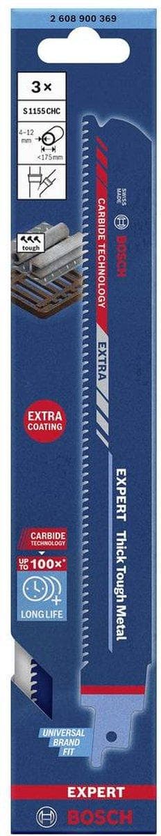 Bosch Tillbehör 2608900369 EXPERT “Thick Tough Metal” S 1155 CHC sågblad, 3 stycken Sågbladslängd 225 mm 3 st.