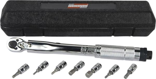 Brüder Mannesmann 18314 Momenttiavain sis. kärkiholkit - 5-25 Nm - 1/4"