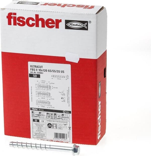 fischer FBS II 10x120 US Betonskrue - Sekskanthoved - SW15 (50 stk)
