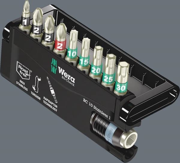 Wera BC 10/9 05071110001 Bitsæt 10-delt Flat, Phillips Phillips, Pozidriv Phillips, Torx