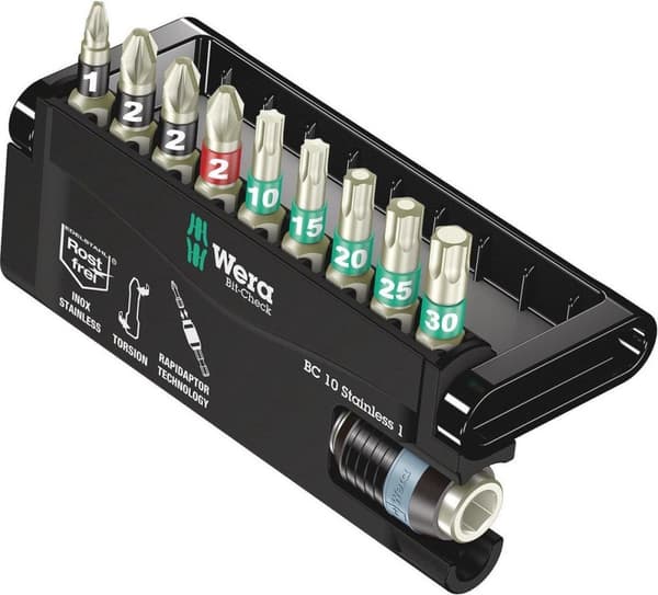 Wera BC 10/9 05071110001 Bitsæt 10-delt Flat, Phillips Phillips, Pozidriv Phillips, Torx