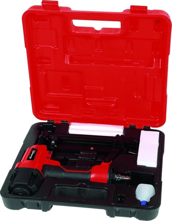 Einhell Pneumatic Tacker TC-PN 50 (skyder hæfteklammer og søm - påfyldningsniveauindikator - skridsikkert gummigreb - dybdejustering - Inkl. 1500 hæft