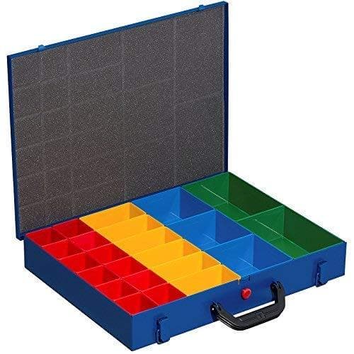 Taske til smådele, 454120 Stålplade, EuroPlus metal 44/23x63, blå, 23 indsatser, lukker tæt