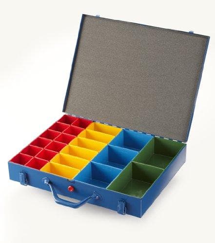 Taske til smådele, 454120 Stålplade, EuroPlus metal 44/23x63, blå, 23 indsatser, lukker tæt