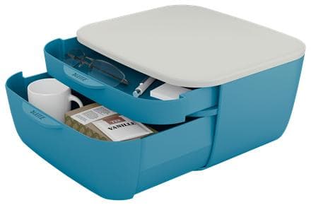 LEITZ Hyggelig skuffeboks, 2 skuffer, blå/lysegrå til DIN A4 format, lysegrå låg, mat overflade, - 1 stk (5357-00-61)
